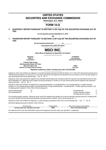Vorschaubild MSCI 10-Q Quartalsbericht 2019 