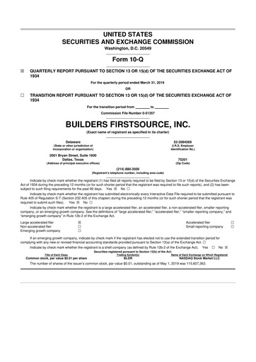 Miniature Builders FirstSource
 10-Q Rapport trimestriel 2019 