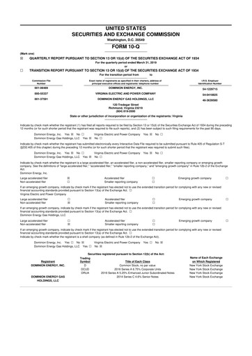 Thumbnail Dominion Energy 10-Q Quarterly Report FY 