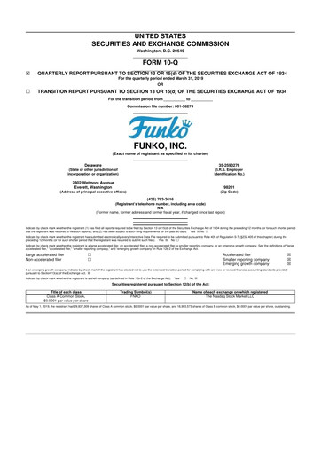 Miniature Funko
 10-Q Rapport trimestriel 2019 