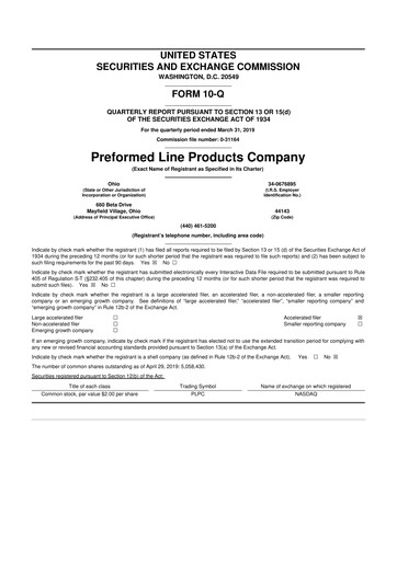 Thumbnail Preformed Line Products 10-Q Quarterly Report FY2019 