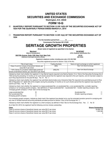 Thumbnail Seritage Growth Properties
 10-Q Quarterly Report FY2019 