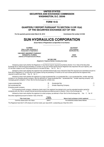 Thumbnail Helios Technologies 10-Q Quarterly Report FY2019 