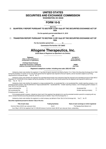 Vorschaubild Allogene Therapeutics
 10-Q Quartalsbericht 2019 