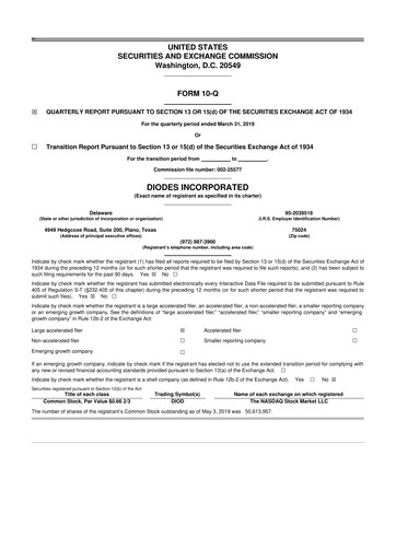 Thumbnail Diodes Incorporated 10-Q Quarterly Report FY2019 