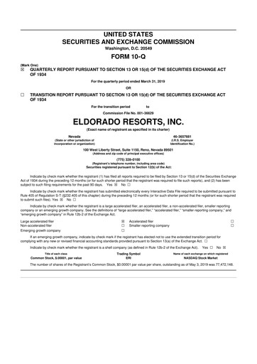 Thumbnail Caesars Entertainment
 10-Q Quarterly Report FY2019 