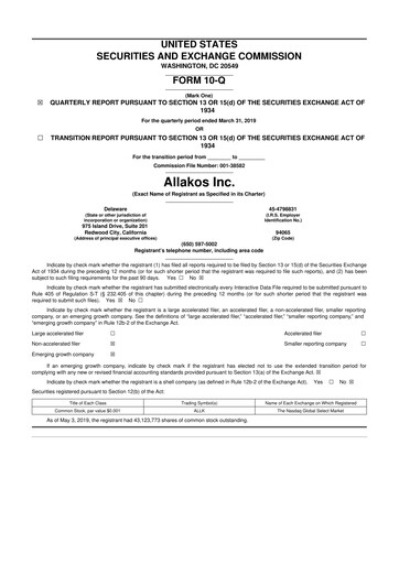 Thumbnail Allakos 10-Q Quarterly Report FY2019 