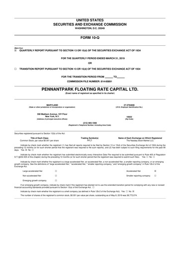 Thumbnail PennantPark Floating Rate Capital Ltd.
 10-Q Quarterly Report FY 