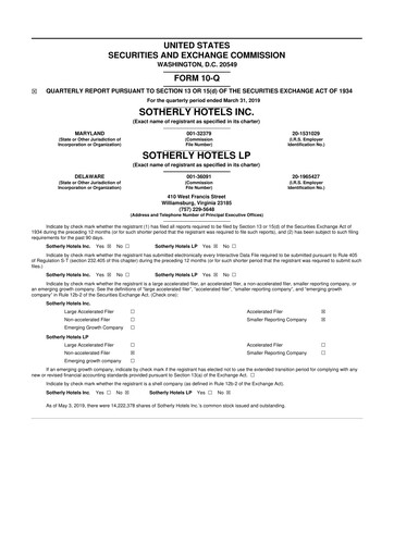 Vorschaubild Sotherly Hotels 10-Q Quartalsbericht  