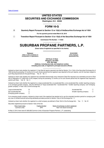 Thumbnail Suburban Propane Partners 10-Q Quarterly Report FY2019 