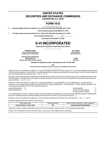 Vorschaubild Coherent Corp. 10-Q Quartalsbericht 2019 