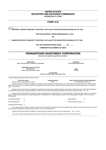 Vorschaubild PennantPark Investment 10-Q Quartalsbericht  
