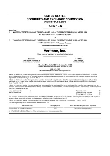 Thumbnail Veritone 10-Q Quarterly Report FY2019 