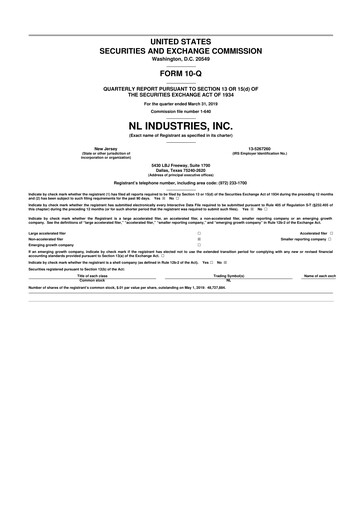 Thumbnail NL Industries 10-Q Quarterly Report FY2019 