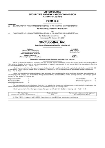 Thumbnail SoundThinking 
 (ShotSpotter) 10-Q Quarterly Report FY2019 