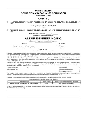 Vorschaubild Altair Engineering
 10-Q Quartalsbericht 2019 