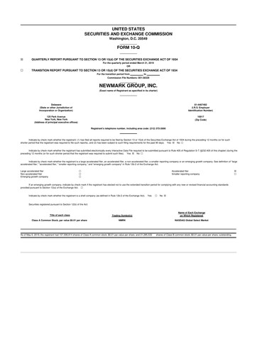 Miniature Newmark 10-Q Rapport trimestriel 2019 