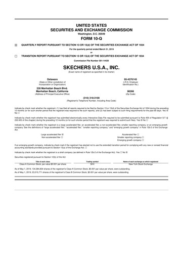 Thumbnail Skechers
 10-Q Quarterly Report FY2019 