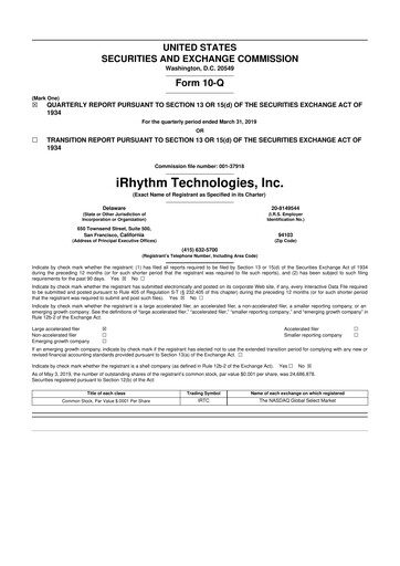 Thumbnail iRhythm 10-Q Quarterly Report FY2019 