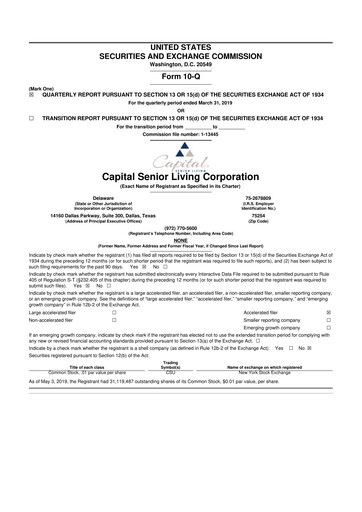 Thumbnail Sonida Senior Living 10-Q Quarterly Report FY2019 