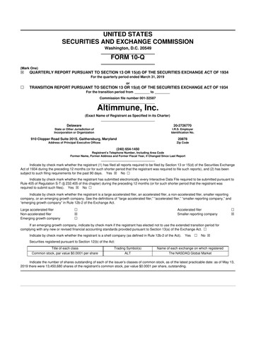 Thumbnail Altimmune 10-Q Quarterly Report FY2019 