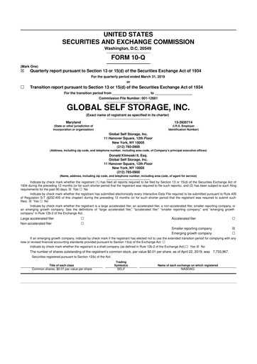 Thumbnail Global Self Storage 10-Q Quarterly Report FY2019 