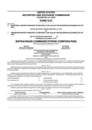 Thumbnail Entravision Communications
 10-Q Quarterly Report FY2019 