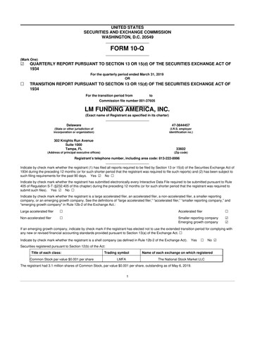 Vorschaubild LM Funding America 10-Q Quartalsbericht 2019 