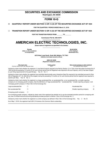 Thumbnail Stabilis Solutions 10-Q Quarterly Report FY2019 