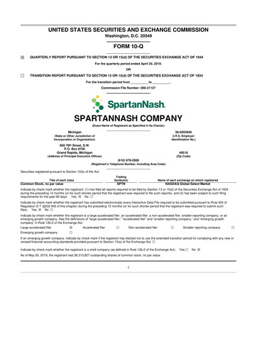Thumbnail SpartanNash
 10-Q Quarterly Report FY2019 