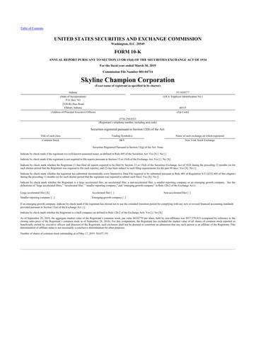 Thumbnail Champion Homes 10-K Annual Report 2019