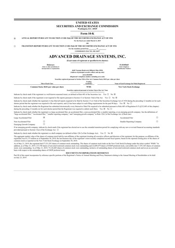 Thumbnail Advanced Drainage Systems
 10-K Annual Report 2019