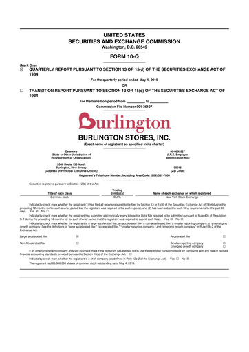 Thumbnail Burlington Stores 10-Q Quarterly Report FY2019 