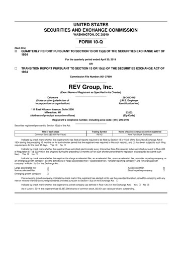 Thumbnail REV Group 10-Q Quarterly Report FY2019 
