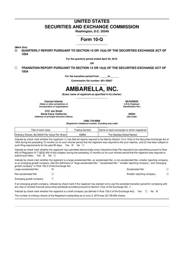 Thumbnail Ambarella 10-Q Quarterly Report FY2020 