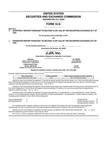 Miniature J.Jill
 10-Q Rapport trimestriel 2019 