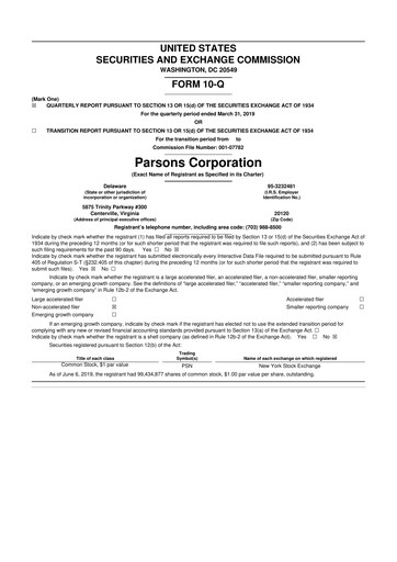 Vorschaubild Parsons 10-Q Quartalsbericht 2019 