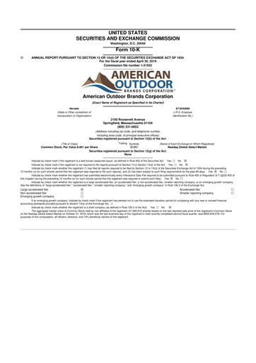 Miniature Smith & Wesson 10-K Rapport annuel 2019