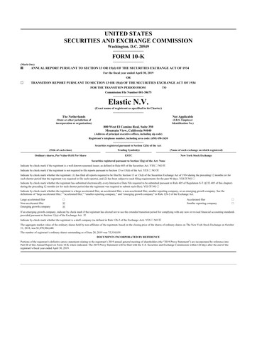 Thumbnail Elastic NV
 10-K Annual Report 2019