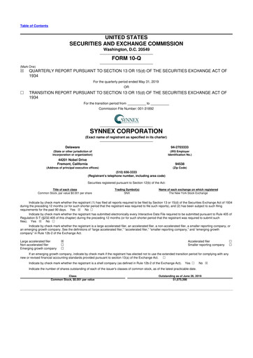Vorschaubild TD Synnex 10-Q Quartalsbericht 2019 