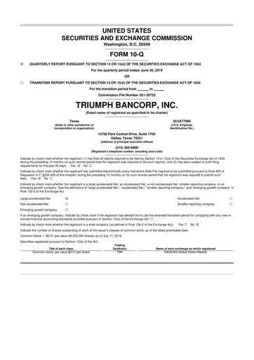 Vorschaubild Triumph Financial 10-Q Quartalsbericht 2019 
