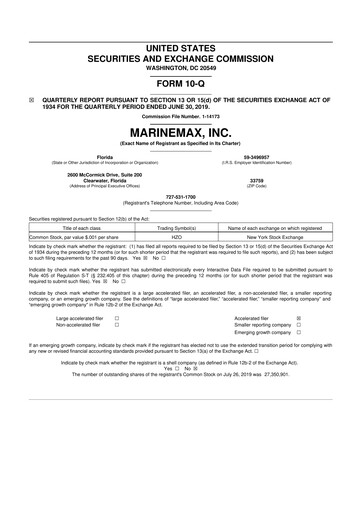 Thumbnail MarineMax 10-Q Quarterly Report FY2019 