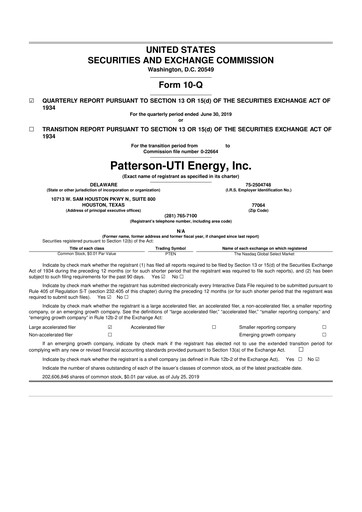 Thumbnail Patterson-UTI Energy 10-Q Quarterly Report FY2019 
