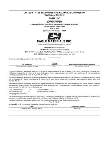 Thumbnail Eagle Materials
 10-Q Quarterly Report FY2020 