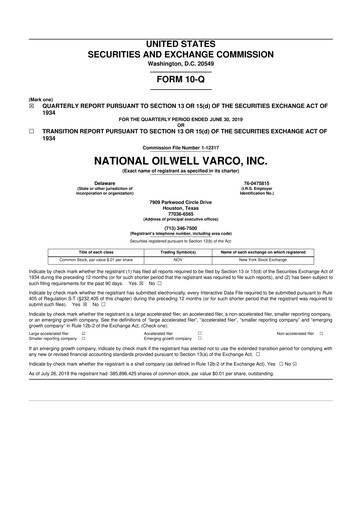 Thumbnail NOV 10-Q Quarterly Report FY2019 