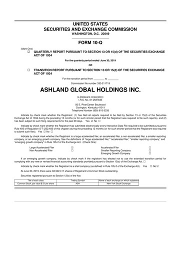 Thumbnail Ashland 10-Q Quarterly Report FY2019 