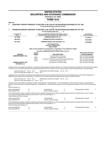 Thumbnail Dominion Energy 10-Q Quarterly Report FY 