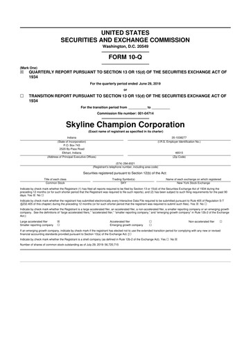 Miniature Champion Homes 10-Q Rapport trimestriel 2020 