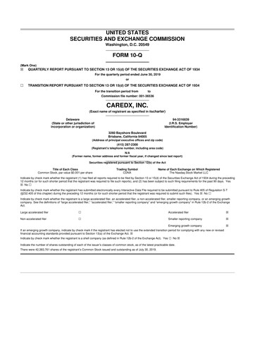 Thumbnail CareDx 10-Q Quarterly Report FY2019 