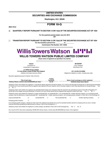 Thumbnail Willis Towers Watson  10-Q Quarterly Report FY 